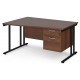 Maestro Cantilever Leg Wave Desk with Two Drawer Pedestal